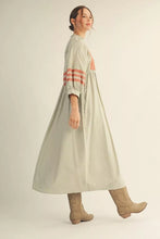 Alayna Olive Stripe Embroidery Dress