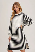 Striped French Terry Midi Dress