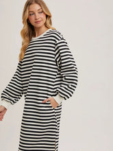 Striped French Terry Midi Dress