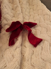Chenille throw with silk velvet bows