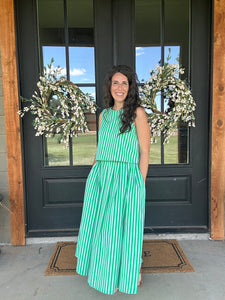 Green Stripe Skirt Set