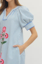 Spring Day Embroidered Stripe Dress