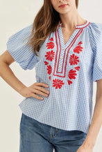 Brooke Gingham Embroidery Top